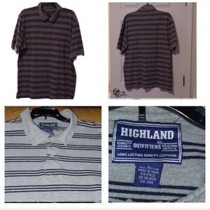 💙🌺Gray Striped Men's Polo Shirt